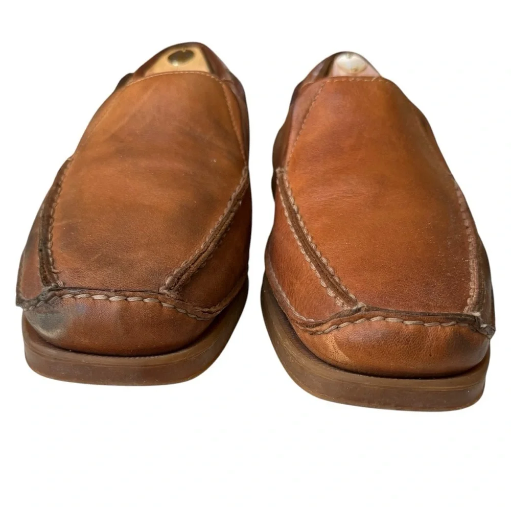 Hush Puppies Men’s Nassau Tan Slip On Leather Loafers Casual Shoes Size 9.5
